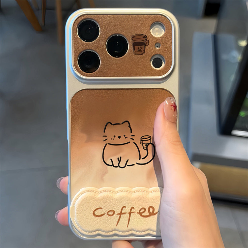 Suitable for iphone18/16 gradient brown bottom mobile phone case apple 17promax coffee cat and dog line protective cover