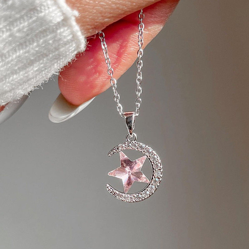 Wholesale autumn/winter necklace accessories: european and american cross-border jewelry, women's versatile diamond-studded star alloy pendant, minimalist sweater chain