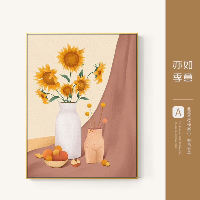 Nordic restaurant meter box decorative painting dining table wall vertical distribution box blocking painting living room aisle vertical painting