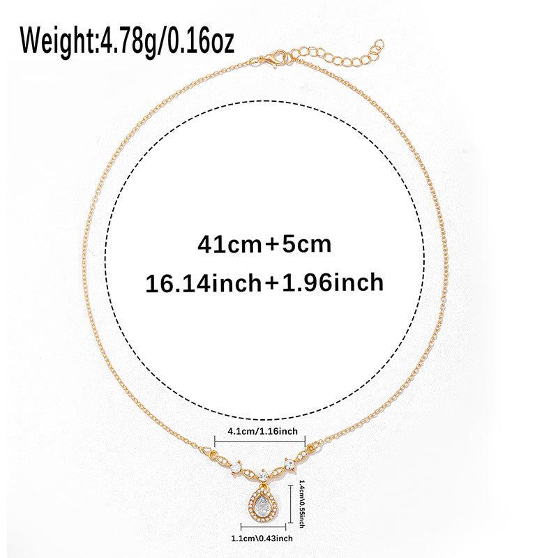 Water drop necklace wholesale european and american cross-border jewelry personalized diamond-encrusted niche high-end versatile autumn and winter sweater pendant for women
