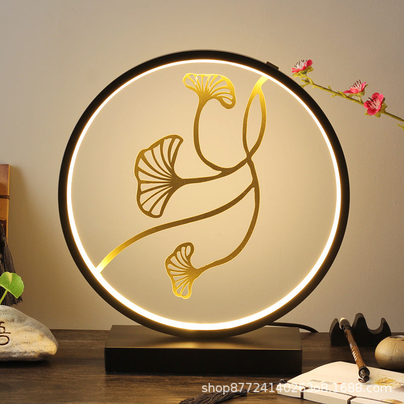 Minimalist modern circle table lamp - bedroom bedside lamp with remote control, creative personalized gift ornament, usb phone charger