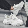 Men's shoes 2025 new winter breathable mesh casual chunky sole non-slip versatile white sneakers height increasing athletic dad shoes trendy footwear