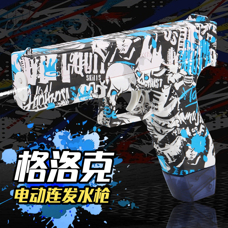graffiti electric glock continuous water gun charging large capacity summer beach outdoor kids water gun toy