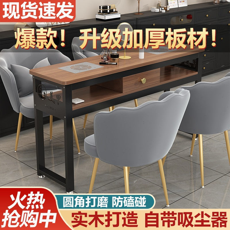 Professional double-layer nail table for nail salons - japanese minimalist style, single/double seater, economical home beauty & office desk