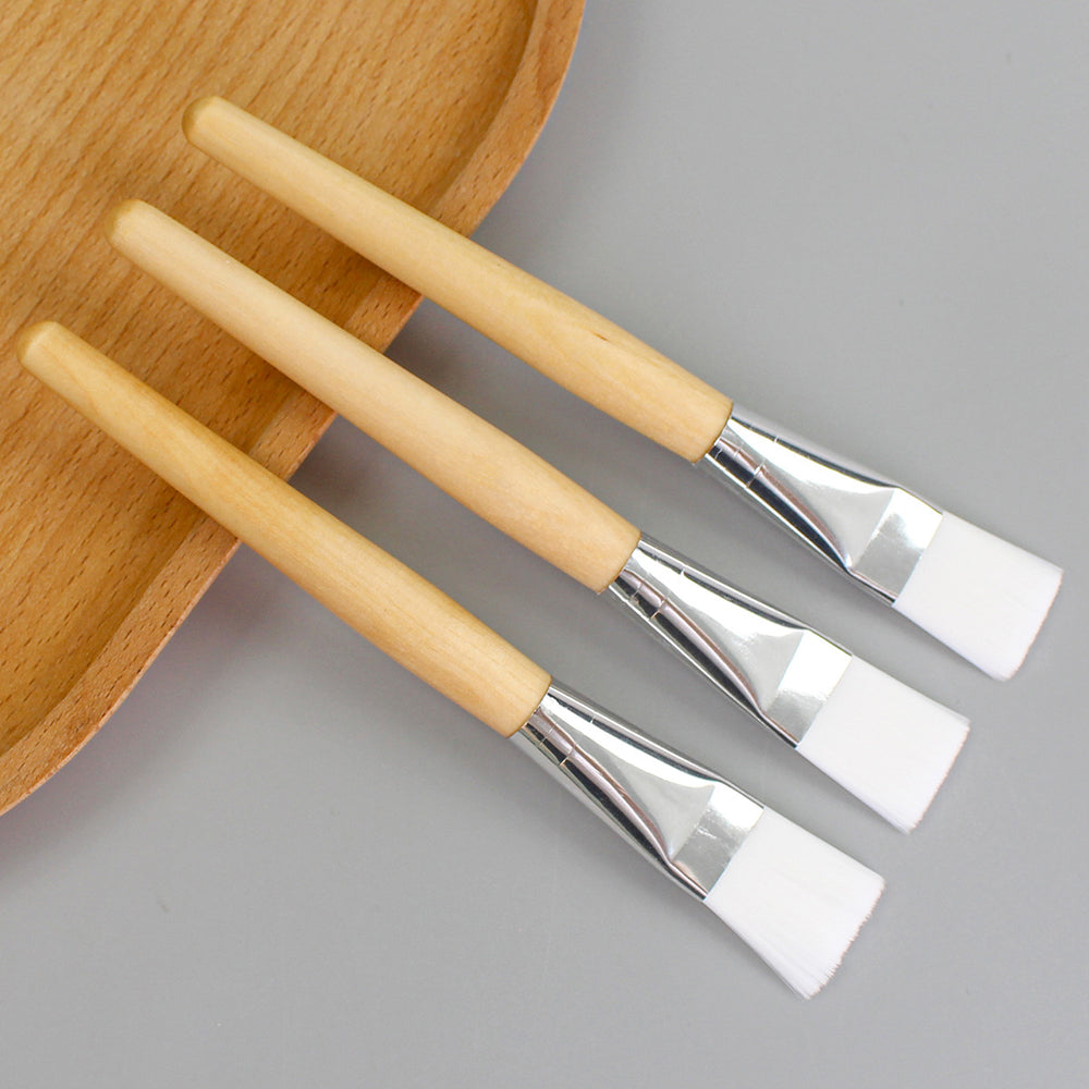 Zhiwei facial mask brush beauty spa application wooden pole mask brush wooden handle soft bristle brush makeup brush log pole white hair