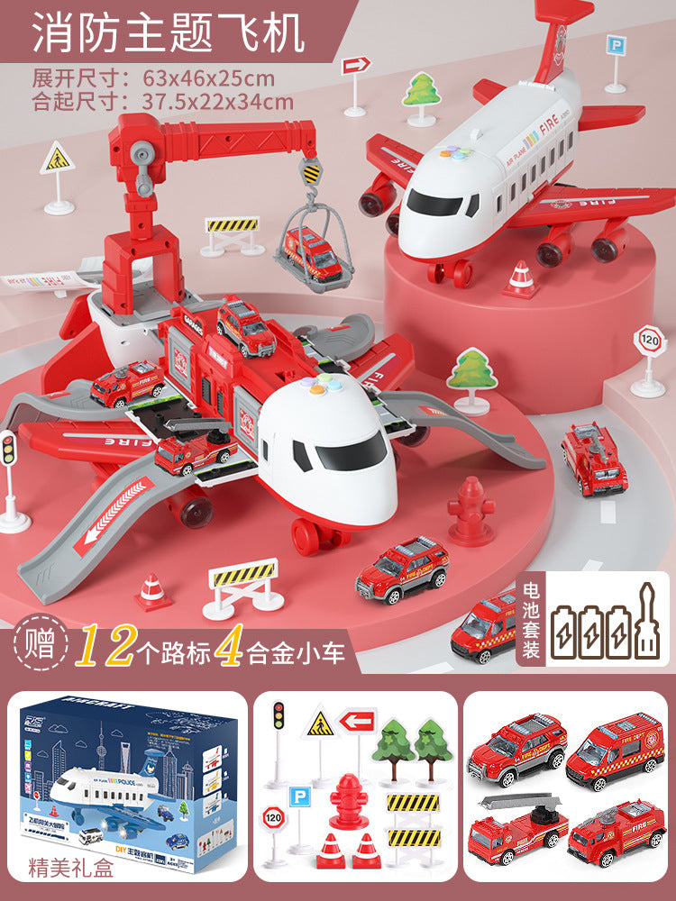 Kids' big airplane toy transforming track set - educational car model for boys, ages 3-6, perfect 4th birthday gift, cross-border e-commerce
