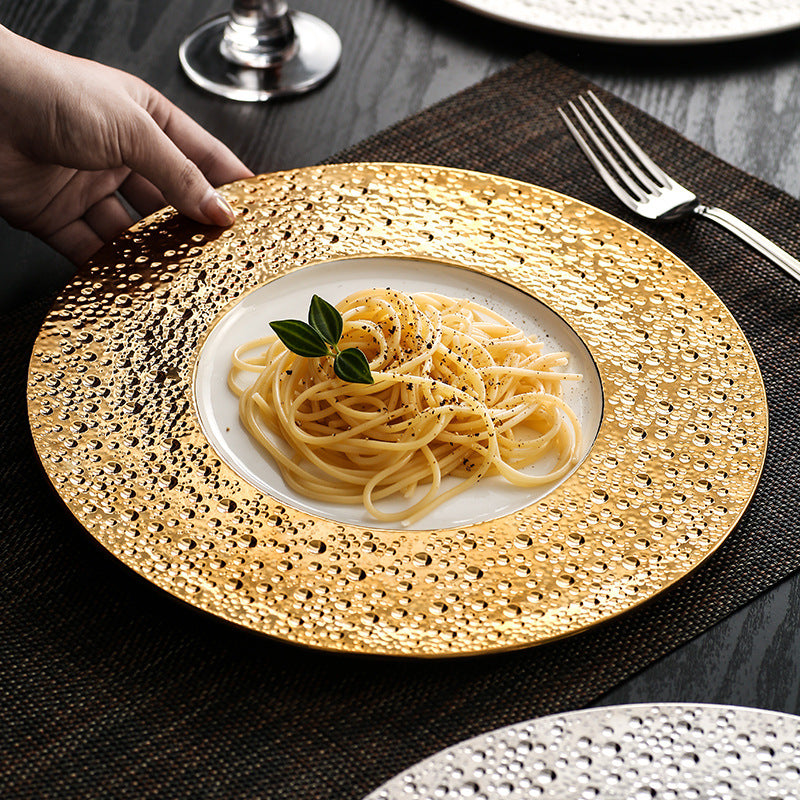 Ceramic western dinner plate - creative mars crater steak plate - instagrammable high-end creative table setting - european style flat plate - dessert presentation