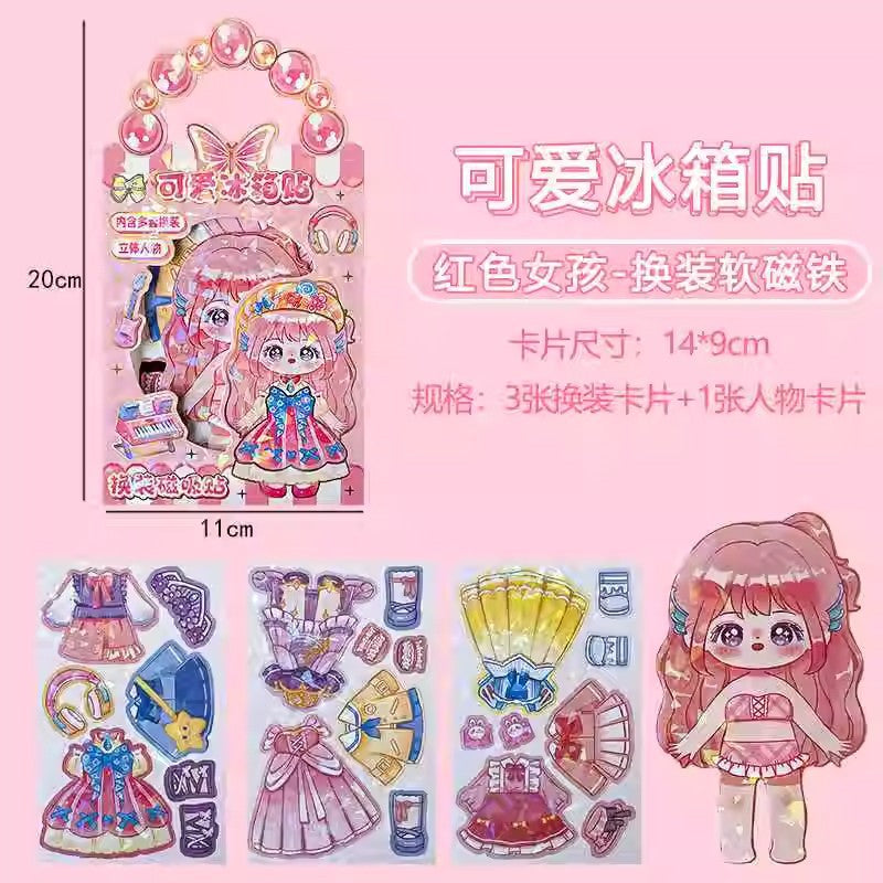 New 3d princess dress-up stickers - ancient style dress-up stickers - reusable dress-up stickers for girls - magnetic dress-up stickers - fridge magnets - easy to use