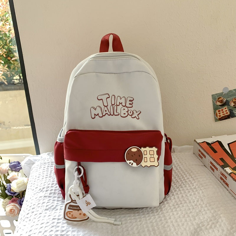 New Korean version contrasting color trend student schoolbag fashionable leisure commuting backpack large capacity versatile travel backpack