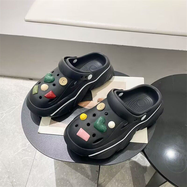 2024new arrival shit-stepping clogs for women outwearsummercutepopularthick sole nurse beach two-wear toe-cap slippers