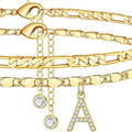 Stainless steel real gold electroplated figaro chain japanese chain 26 letters stacked anklet set bohemia anklet