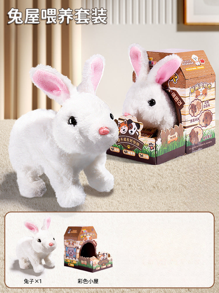 Kids' electric simulation bunny plush toy - girl's pet white rabbit doll - birthday gift for girls