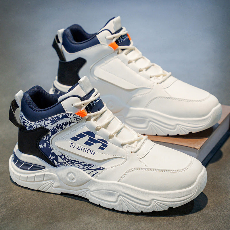 Men's fashion sneakers 2025 new winter high-top running shoes, trendy brand for teens, versatile height-increasing dad shoes