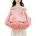 Girls' sweater set - new autumn/winter  collection: stylish floral print crewneck knit top & korean-style princess tutu skirt