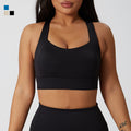 European and american size cross-border sports bra for women - high impact shockproof yoga bra with side support, racerback sports tank top
