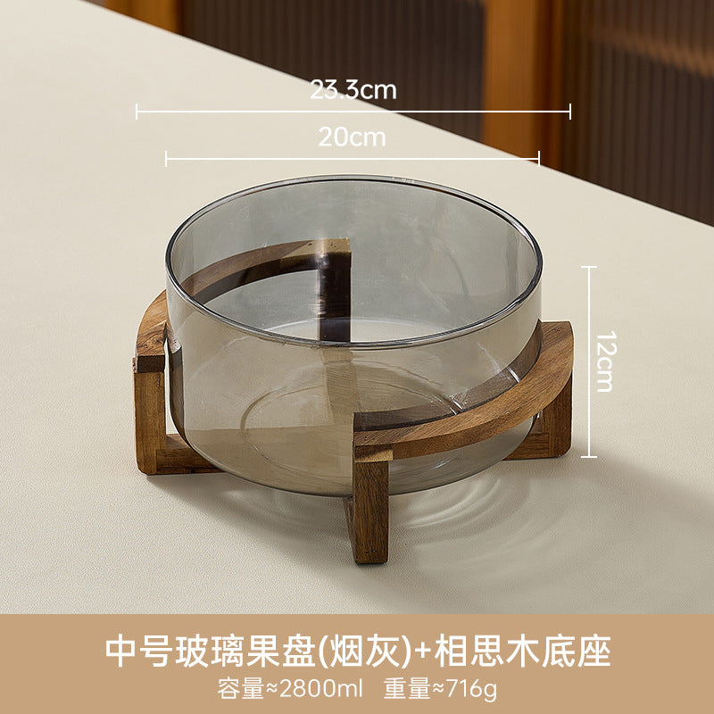 Glass fruit bowl salad bowl with stand - ideal for hotel reception, ktv buffets, home use, welcome snacks, candy storage, and fruit serving