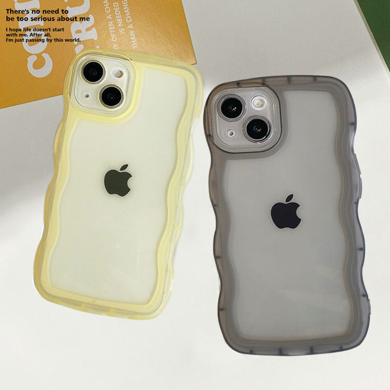 Suitable for apple 17 large wave mobile phone case iphone16ins style simple soft case xr anti-fall transparent protective cover