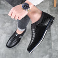 New men's round-toe casual leather shoes, korean style youth lace-up trendy shoes, breathable single shoes, cross-border plus size men's footwear
