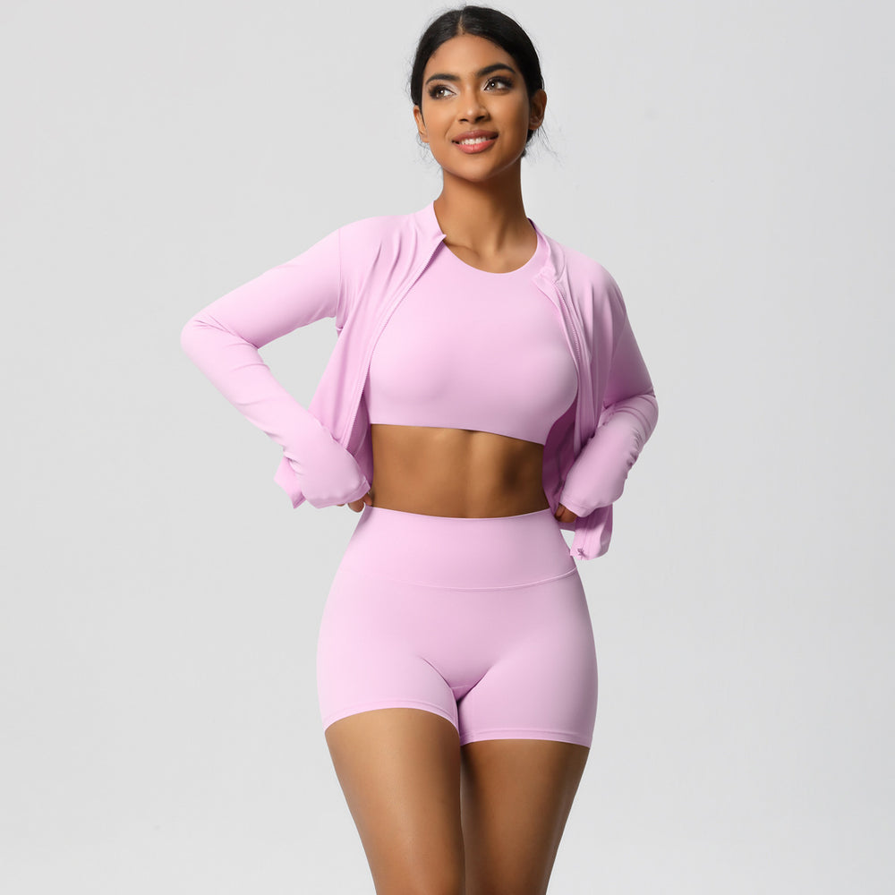 European and american high-waisted, tight-fitting yoga outfit - barely-there feel, quick-dry activewear set for women - outdoor casual, slimming, three-piece gym set