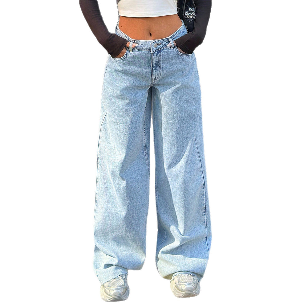 Fashionloosejeans women's new hot selling stylish street raw edge workwear pants washed fashion raw edge jeans