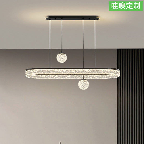 [Wow] Chandelier Italian minimalist light luxury high-end feeling ice crack acrylic dining room bar table long strip