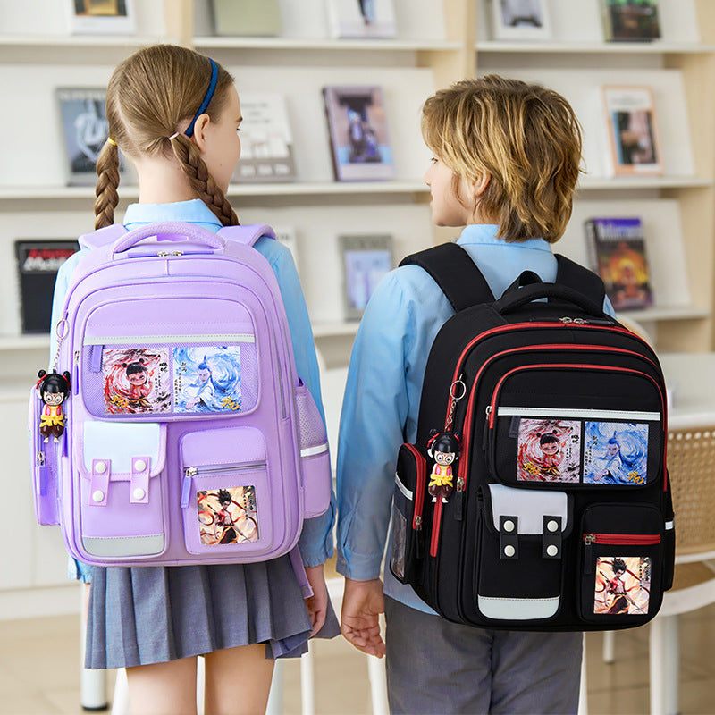 Nezha boy's schoolbag - lightweight, spine-protecting backpack for elementary school students (grades 1-6), suitable for boys and girls