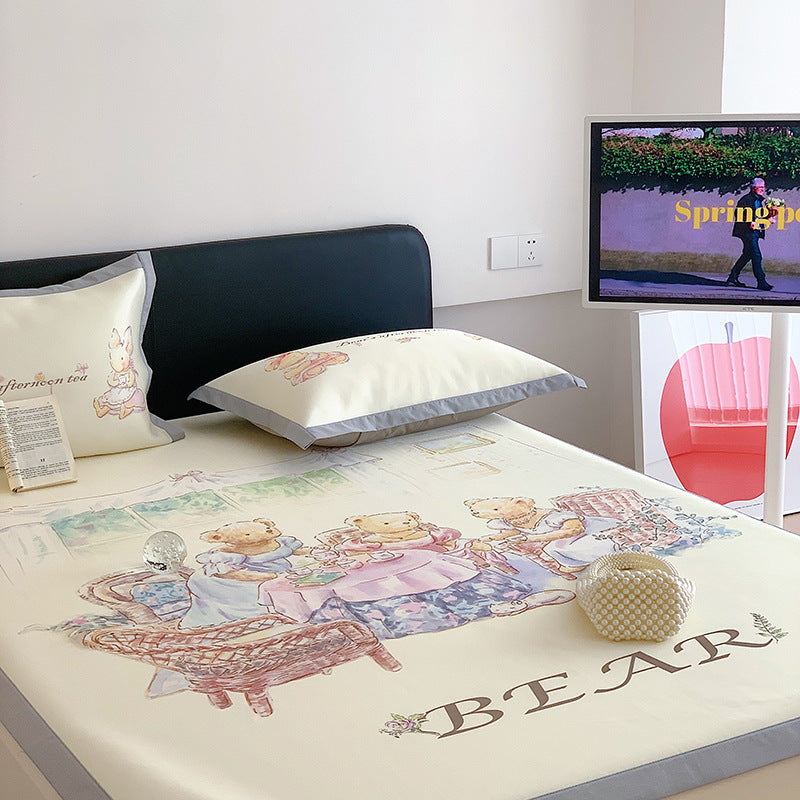 Summer large version milk carbon light mat three-piece ice silk mat cartoon children's dormitory 0.9m 1.2 double bed 1.8