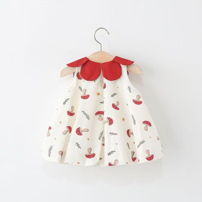 Girls' sleeveless summer dress - baby & toddler petal collar mushroom bud princess dress - stylish & chic