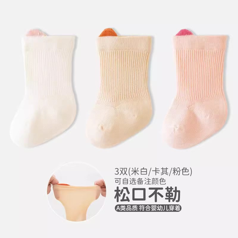 Babylon class a socks combed cotton breathable boneless baby knee socks socks candy color ear lifting newborn socks