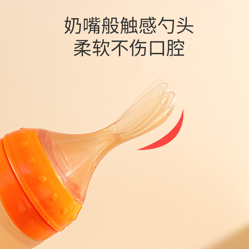 Baby silicone rice cereal spoon, squeeze bottle feeding spoon, soft silicone spoon for rice cereal and baby food supplement tools - wholesale