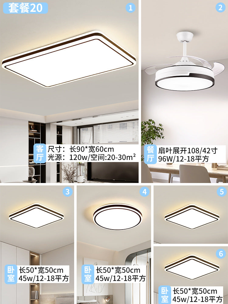 2025 Minimalist style black edge round living room light Zhongshan home improvement lighting whole house package bedroom ceiling light eye protection