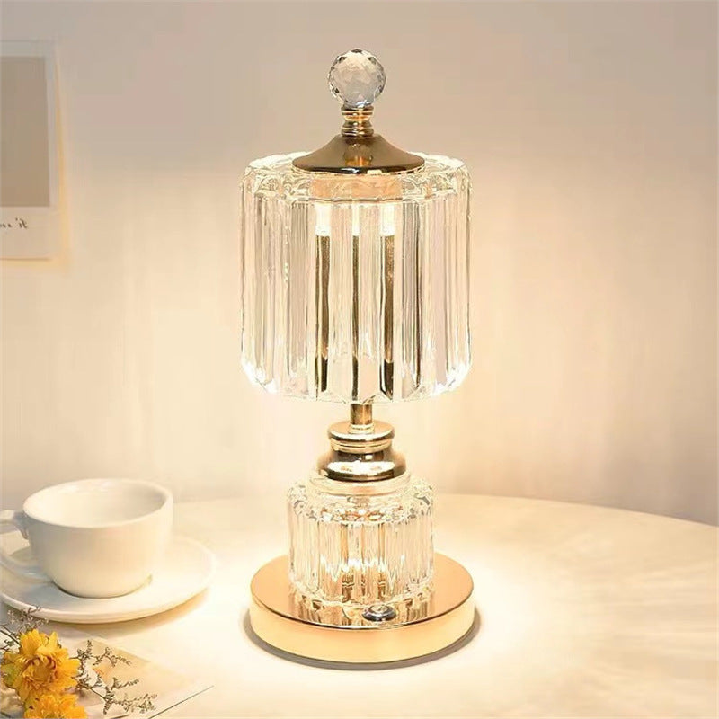 Luxury table lamp bedroom bedside lamp -  new trendy, high-end crystal ambient rechargeable night light