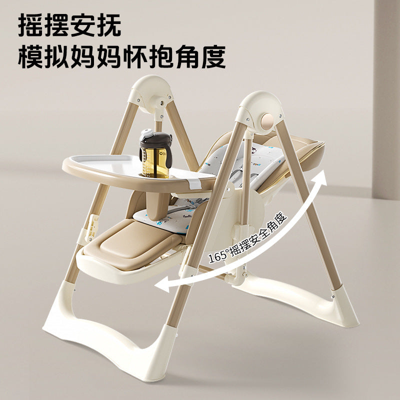 Baby dining chair multi-purpose leather seat cover baby dining table infant large dining plate eating chair rocking chair two-in-one