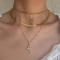 Double layer snake-shaped diamond necklace wholesale european and american cross-border pendant ins creative stylish punk thick chain clavicle chain for women