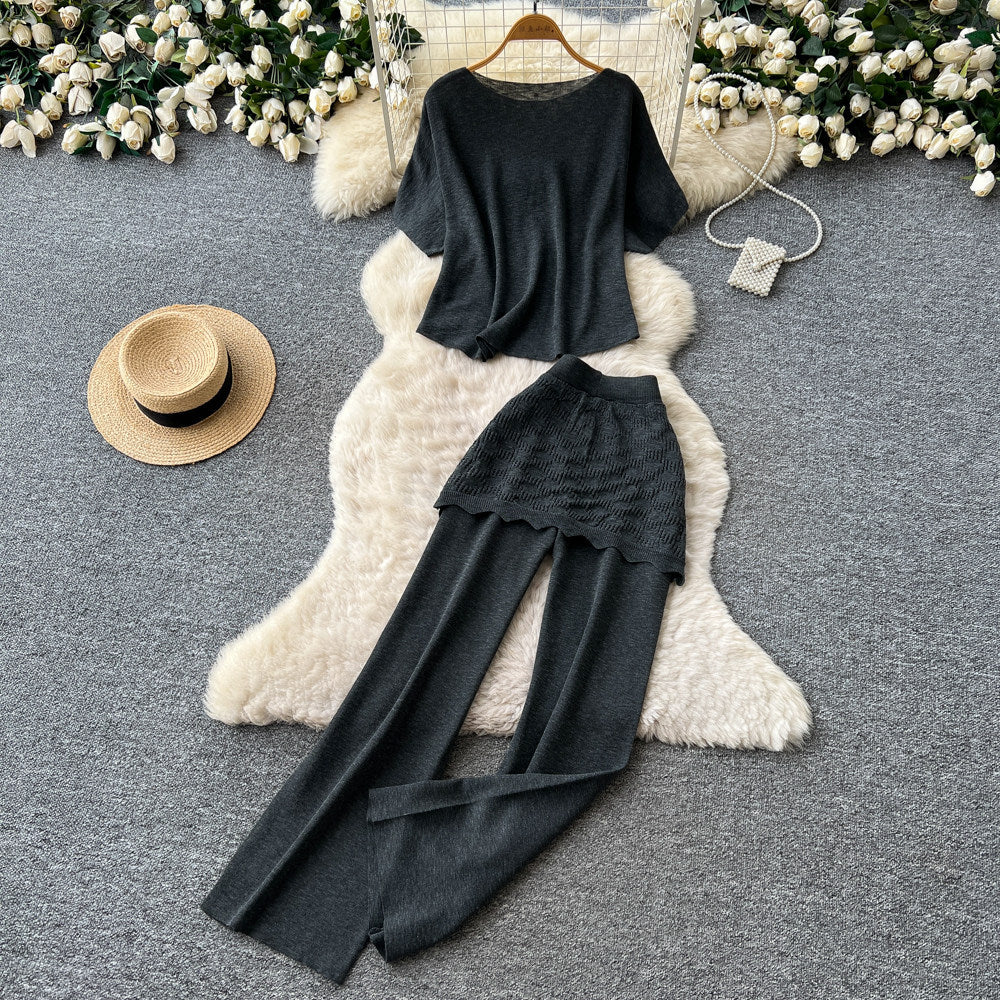 Korean style commute chic slim-fit tank top & wide-leg pants two-piece set - women's summer minimalist high-end elegant outfit