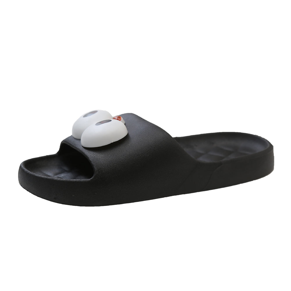 2024new arrival women's summer home cartoon big-eyed bird thick sole one-word casual beach slippers for women