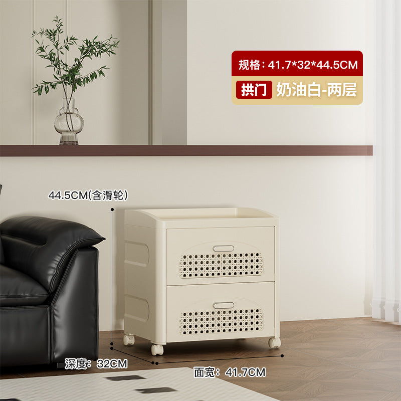 Household trolley foldable storage rack multi-functional finishing box living room bedroom dustproof thickened snack storage cabinet