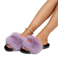 amazon women's open-toe slides - comfortable, soft-soled, thick-strap slippers for women, plus size fuzzy slides