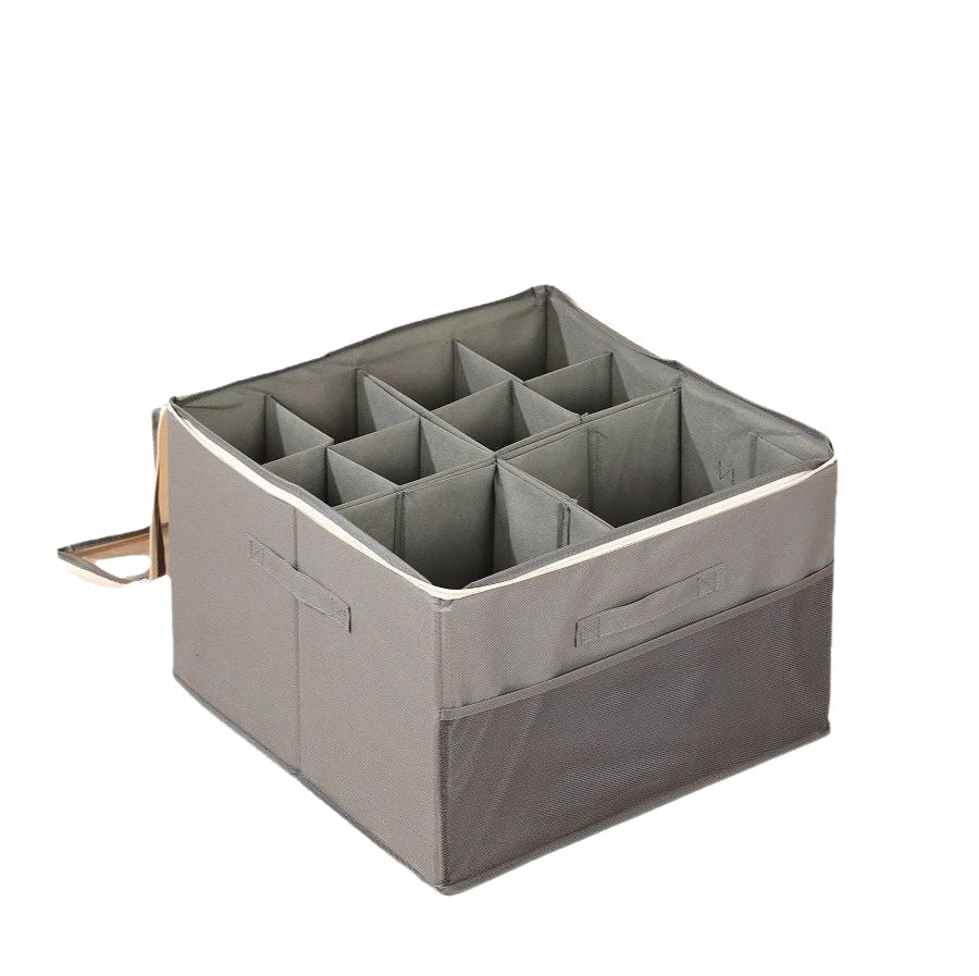Fabric grid storage box zipper with lid adjustable septum dust storage box layered with lid shoe storage box