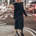 independent station ins fashion cross-border new casual beads street style elegant fashion long sleevesdress