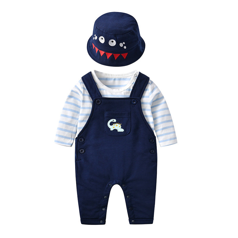 children's clothing  spring & fall baby overalls long-sleeved boys' suit trendy children's short-sleeved hooded spring & fall style