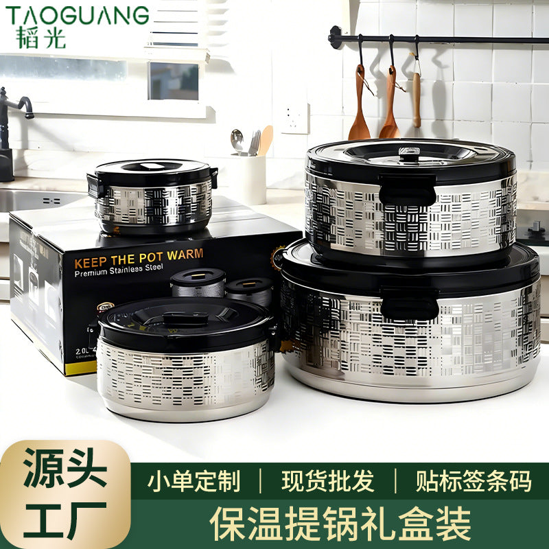 large-capacity stainless steel insulated bucket lunch box food warmer insulated pot bucket cold and hot rice bucket
