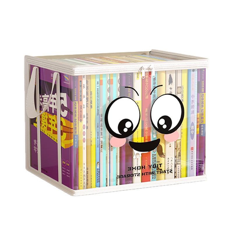 Book storage box Student classroom household dust-proof transparent book box bag Desktop bookshelf Old book sorting storage bag