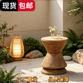 Wabi-sabi style side table, garden outdoor courtyard imitation solid wood pier, b&b art living room imitation log stool