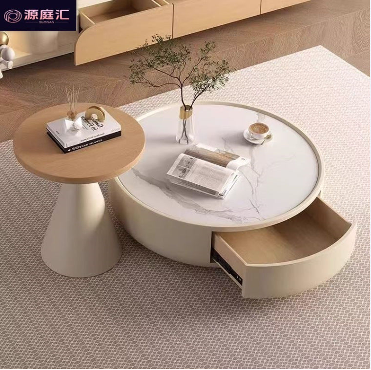 Solid wood slate coffee table cream style living room for home wood color large and small apartment floor cabinet accessible luxury stretch tv cabinet