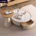 Solid wood slate coffee table cream style living room for home wood color large and small apartment floor cabinet accessible luxury stretch tv cabinet