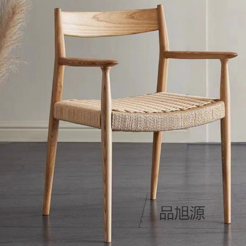 Bed and breakfast high-end hotel rest back chair, medieval solid wood tea chair, cafe restaurant creative rattan chair