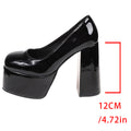 Plus size2025new arrival thick heel mary jane shoes waterproof platform catwalk thick sole round toe fashion bright leather super high heel flats
