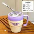 Influencer-style letter handle mug, trendy instagram coffee cup, high-end, niche, cute, with straw, glass water cup, customizable