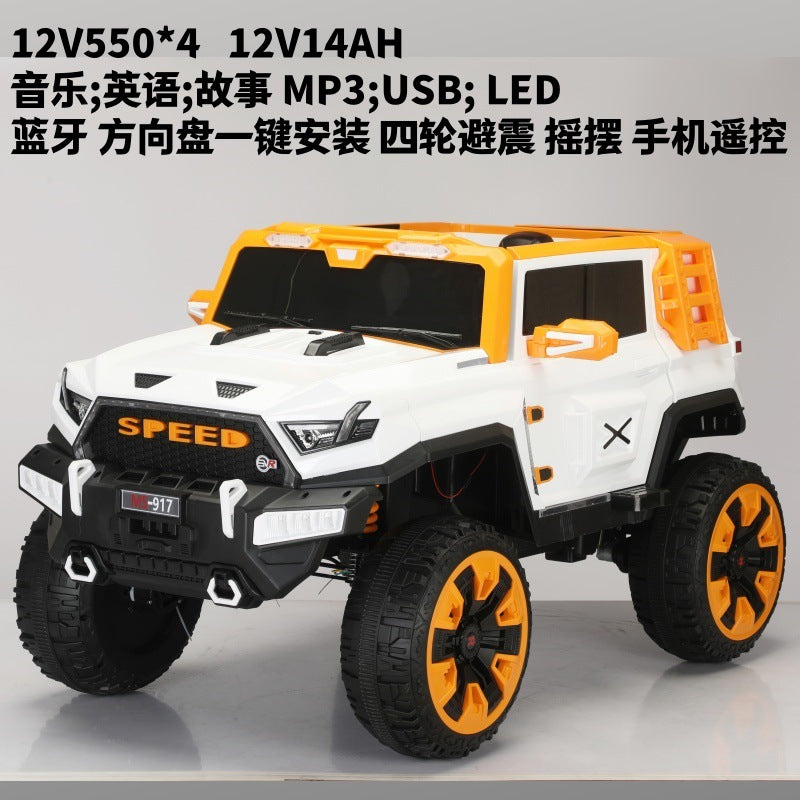 New children's electric car off-road four-wheel seating double seat children's pickup remote control toy car off-road vehicle